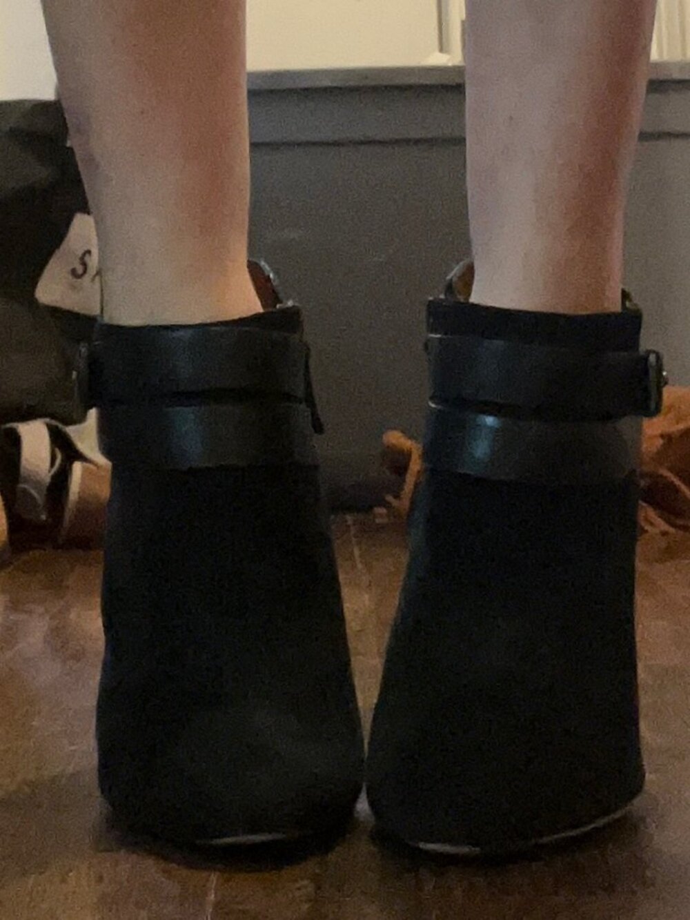 Nine West Prettily Black Suede & Leather Stiletto Ankle Boots - Size 7.5